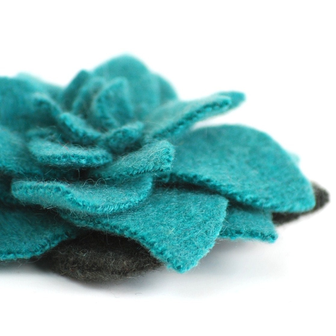 Cashmere Cockatoo Turquoise Gardenia - Recycled Wool Flower Pin