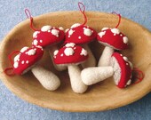 Set Of Six Red and White Mushroom Ornaments - WanderingLydia