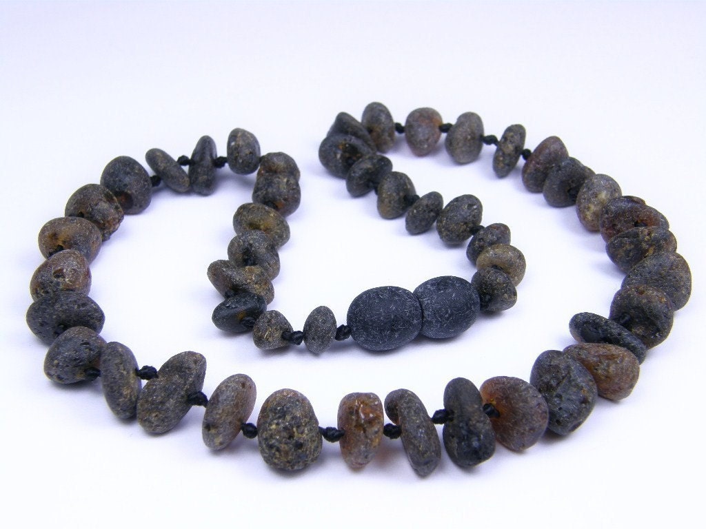 Unpolished sea amber teething necklace for babies. MAXIMUM PAIN RELIEF