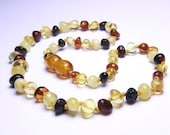 BEST selling stylish Multicolored amber teething necklace in rounded beads and FREE GIFT.