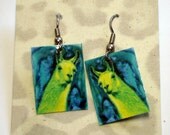 Llama Earrings - Laminated Paper with Sterling Silver French Hooks - Ranlett A4C