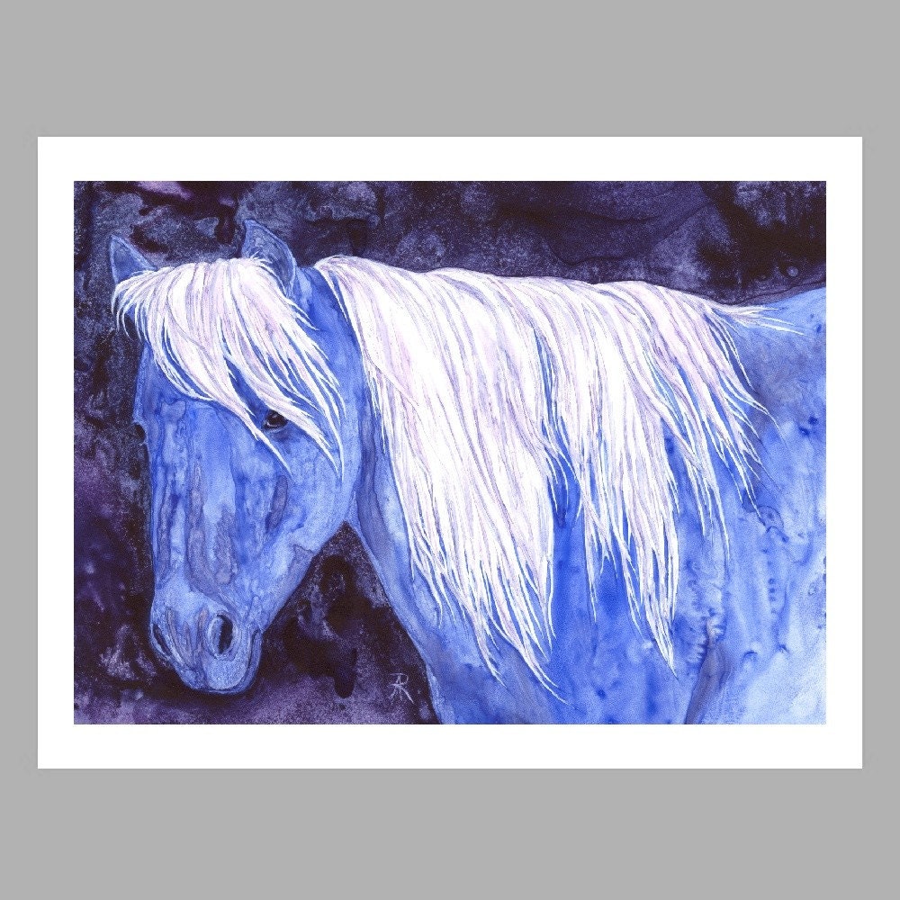 Mini Horse Art - 5 Blank Note Cards With White Envelopes - Ranlett A4C