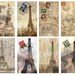 immediate download of 8 hang tags, images of Paris, Eiffel Tower, printable download for paper crafts, 2.25" by 4" -- no. 163
