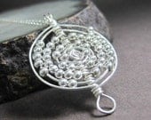 Wire Wrapped Sterling Silver Atom Pendant Necklace