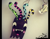 sale Acrylic Plexiglass necklace or Brooch printed laser cut ''4 COLOR HAIR'' Kawaii
