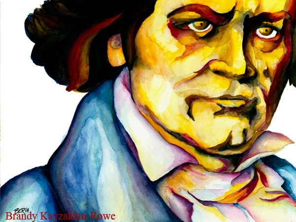 Ludwig Van Beethoven art print, watercolor painting