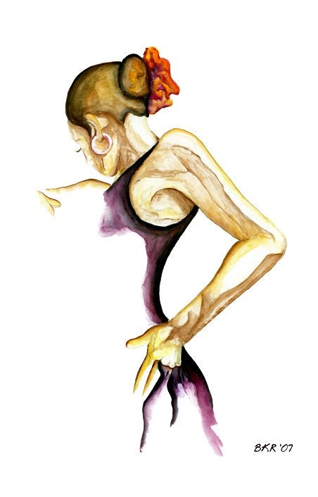 Flamenco Dancer art print- watercolor painting, tango, dance, dancing, Spanish, Latina