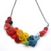 Tropical Bird Big Button Necklace in Bright Red, Yellow, Blue