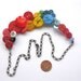 Tropical Bird Big Button Necklace in Bright Red, Yellow, Blue