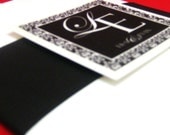 Red Carpet Wedding Damask Design Pocket Invitation Set