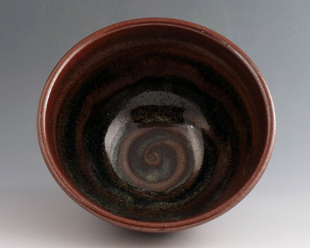 Ceramic Bowl - Serving Bowl or Mixing Bowl - 1 quart - Black Brown - Handmade Wheel Thrown Pottery