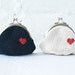 Crochet coin purse, Love My Heart in white
