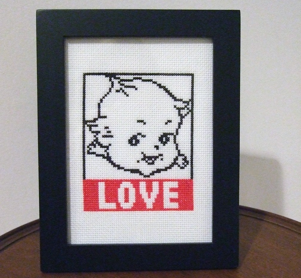 Kewpie Love - Framed Cross Stitch