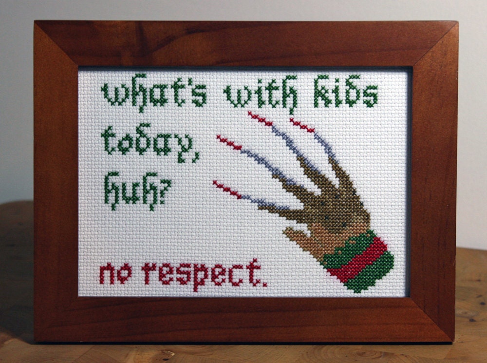 Freddy Krueger Quote  - Framed Cross Stitch
