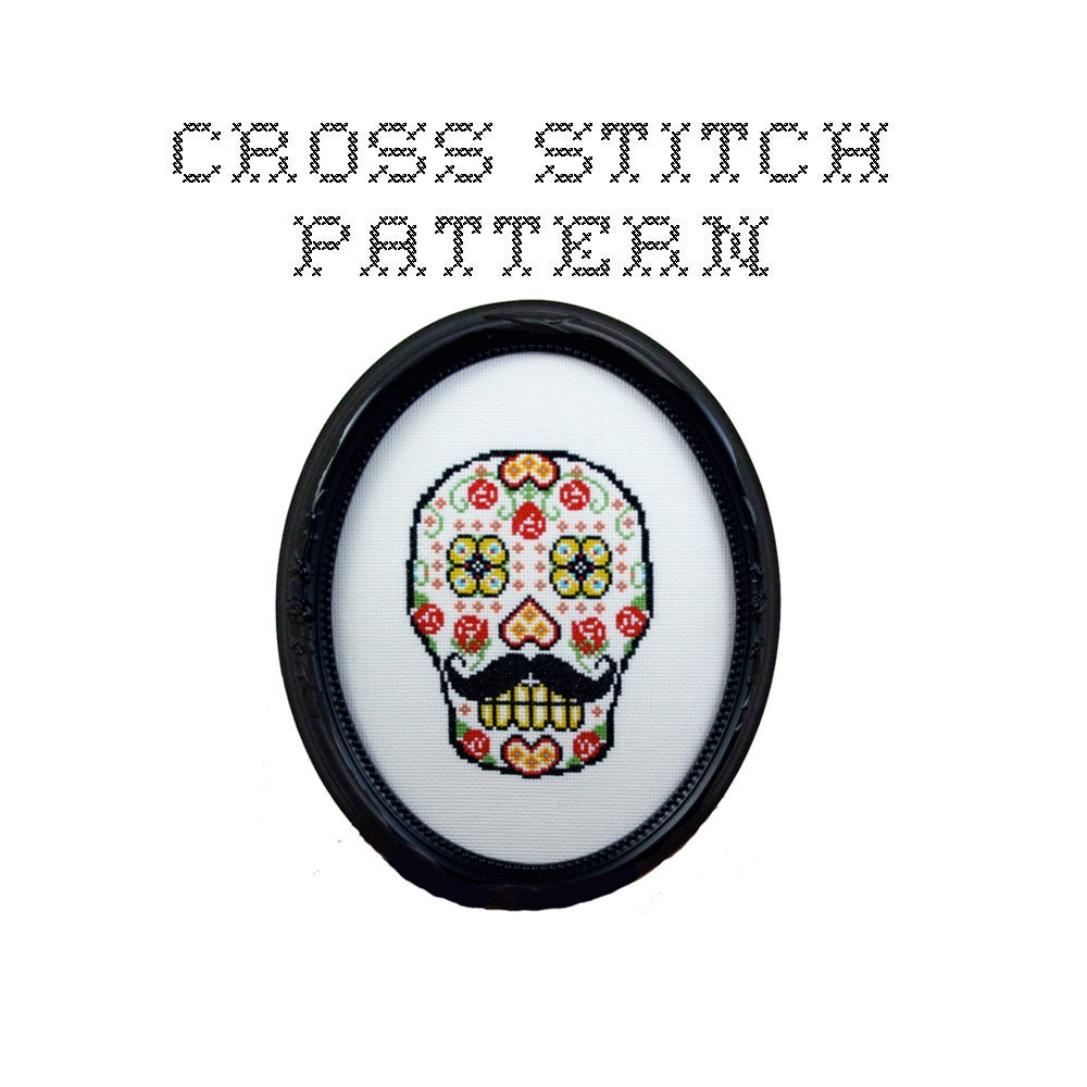 DIY Sugar Skull (version 6) - .pdf Original Cross Stitch Pattern - Instant Download