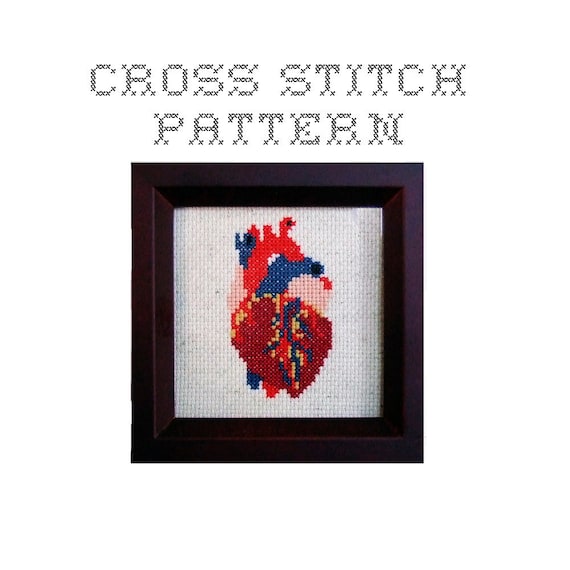 DIY Anatomical Heart - .pdf Original Cross Stitch Pattern - Instant Download