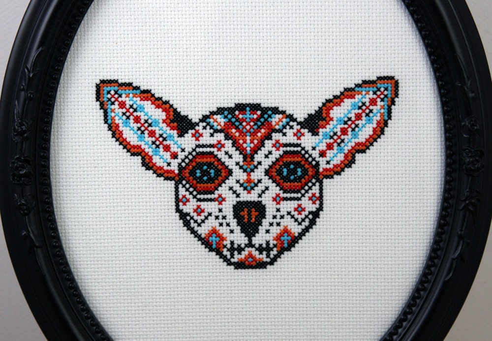 DIY Dog Sugar Skull - .pdf Original Cross Stitch Pattern - Instant Download