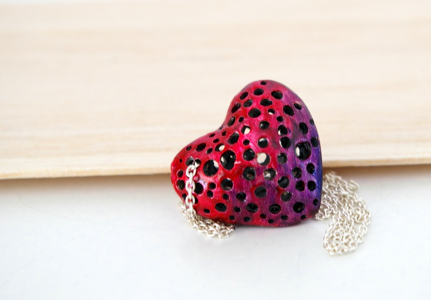 Red Heart Pendant Sterling Silver Valentines Jewelry