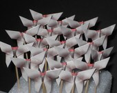 12 Origami Butterfly cupcake topper party food pick cocktail pick