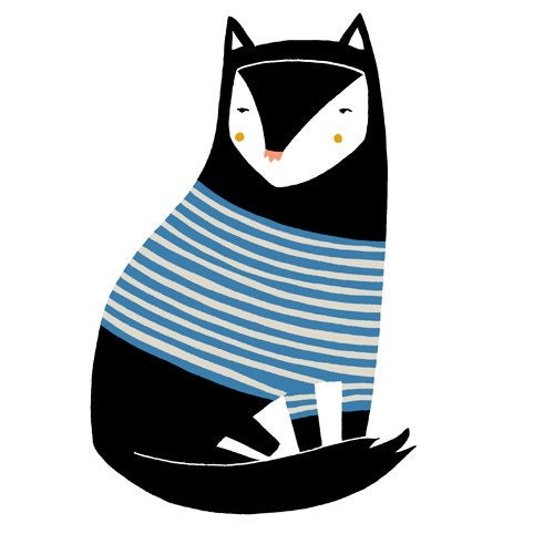 Stripey Black Cat Card
