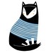 Stripey Black Cat Card