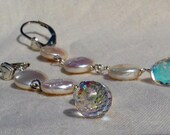 Coin Pearl Dangle Earrings - Crystal Drop - Bridal Earrings