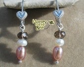 Handmade Smokey Quartz and Pearl Earrings - Peaches and Cream