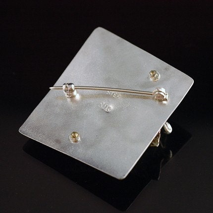 Sterling Silver and Moss Agate Brooch