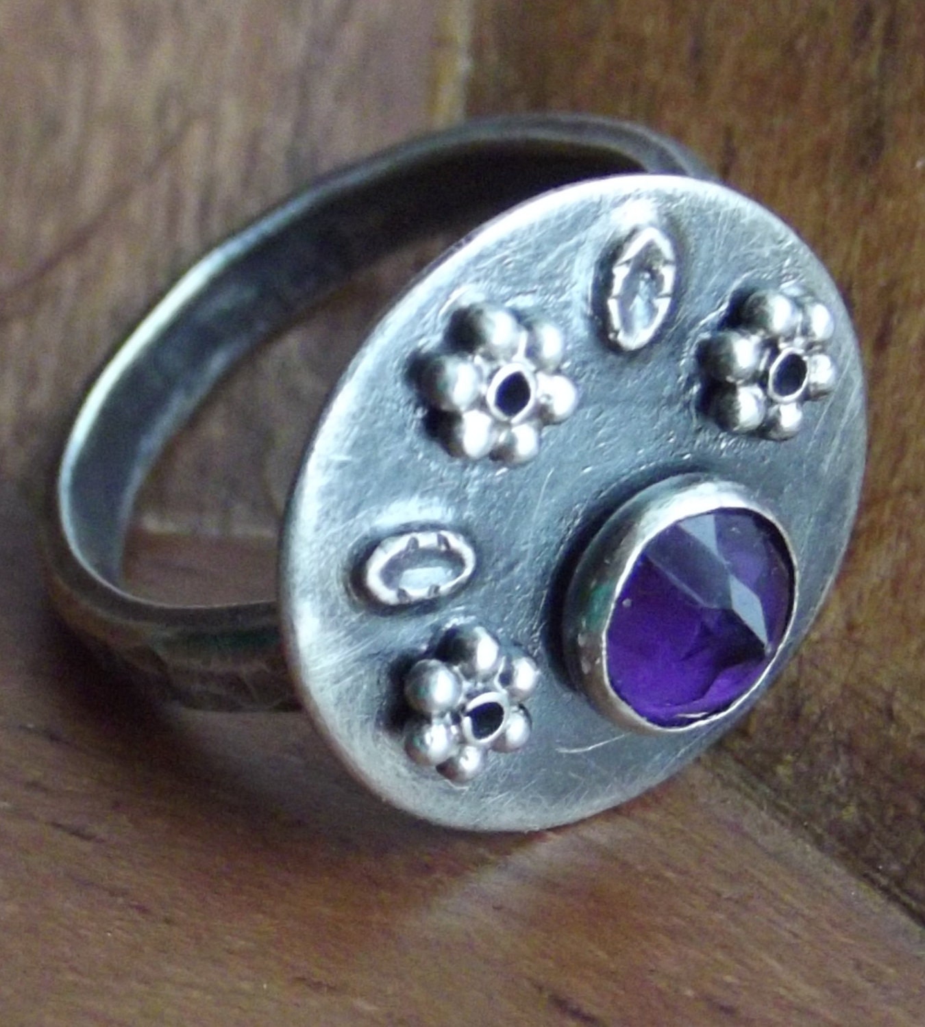 CLEARANCE - Dainty Amethyst Sterling Silver OOAK Ring