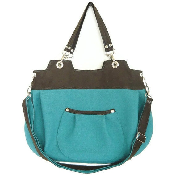 Purse Crossbody Hobo Bag with adjustable strap and handbag straps - Teal BlueGreen Mifanway3