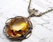 Bee necklace jewel amber art nouveau honey gem antique style