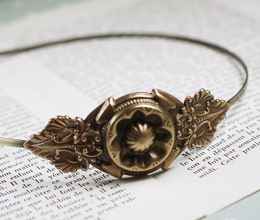 Flapper headband brass vintage Gatsby ornate medieval