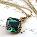 Emerald jewel necklace brass mayfair vintage style green