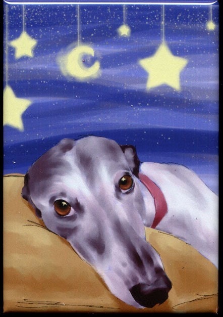 Greyhound Slumber Land dog art magnet