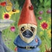 Pug Gnome cute dog art magnet