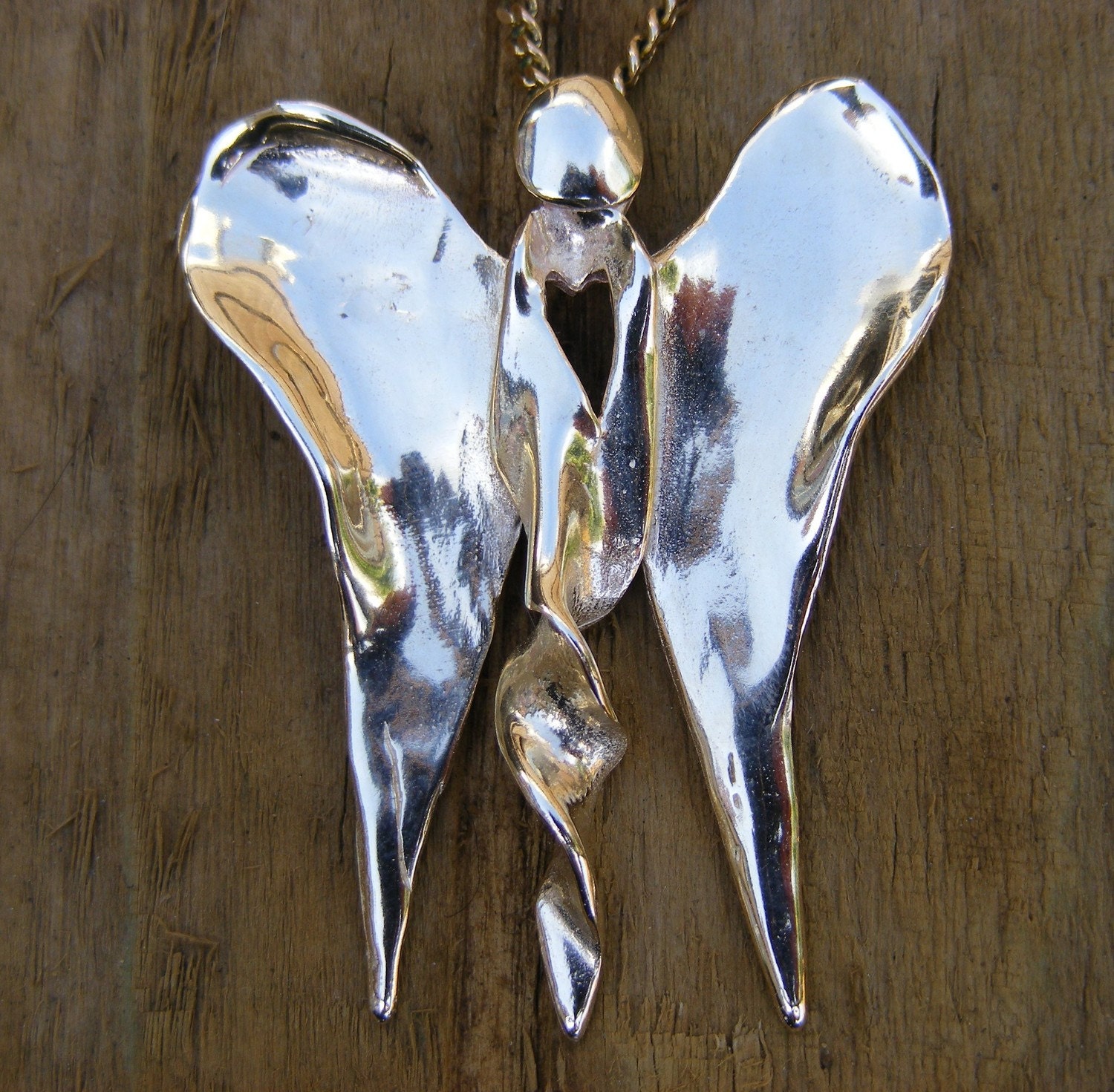 9k 9ct Gold Handmade Large Butterfly Angel Pendant Jewelry