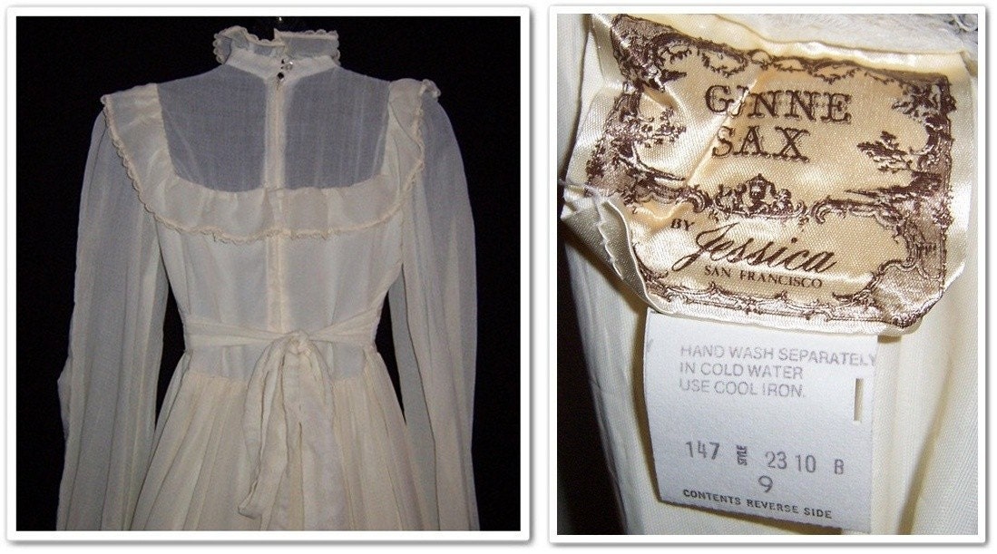 Vintage 70s Gunne Sax Cream Prairie Dress XS S