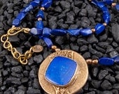 Handmade Lapis and Bronze Necklace N110007