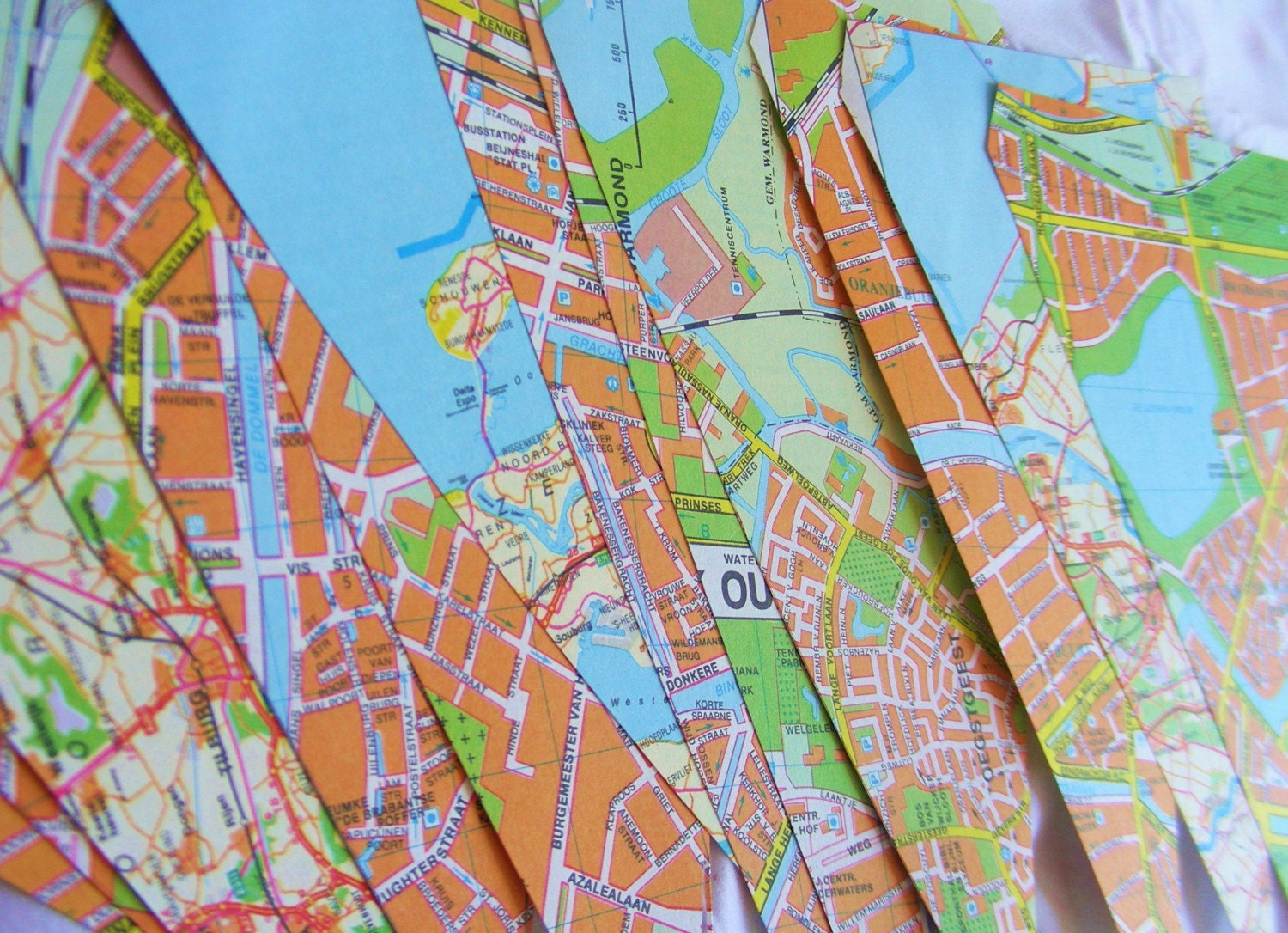 City Map Party Flags - DIY Vintage Paper Recycled Kit
