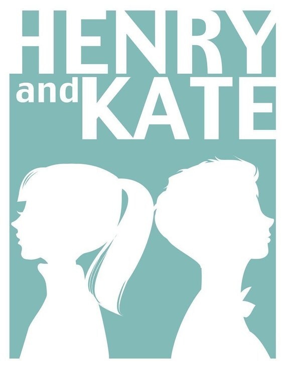 Personalized Couple Silhouette Print with date on reserve