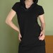 hooded short sleeve tunic dress in BLACK
