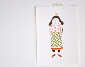 Knitting Grandma gocco screenprint