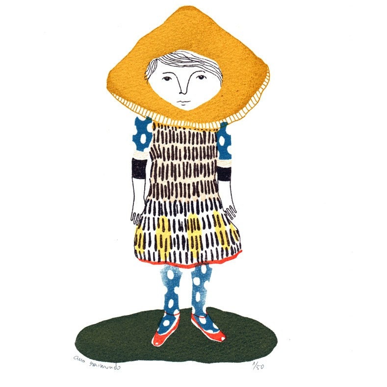 Miscaro Girl - gocco screen print - limited edition