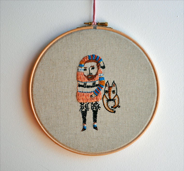 Small Feet 1 - mixed media embroidery hoop art