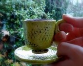 Ceramic Espresso Cup - Lime and Purple