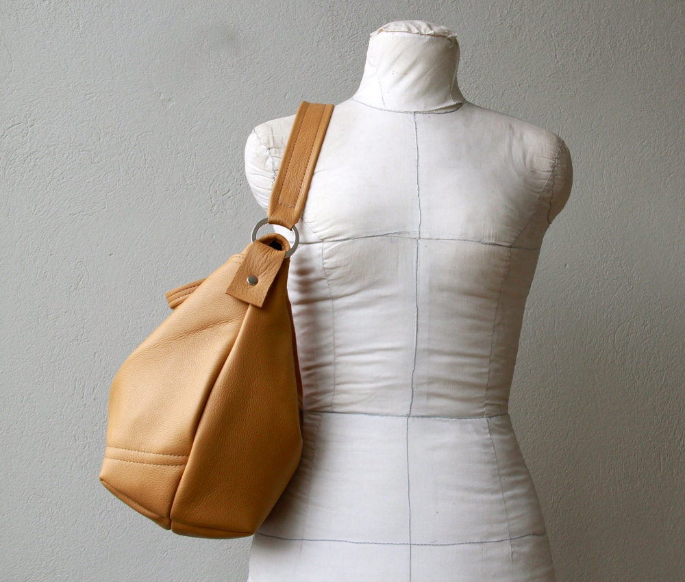 special price - ships as seen within the week - BOHO XL with two outside pockets - large leather hobo - soft and slouchy