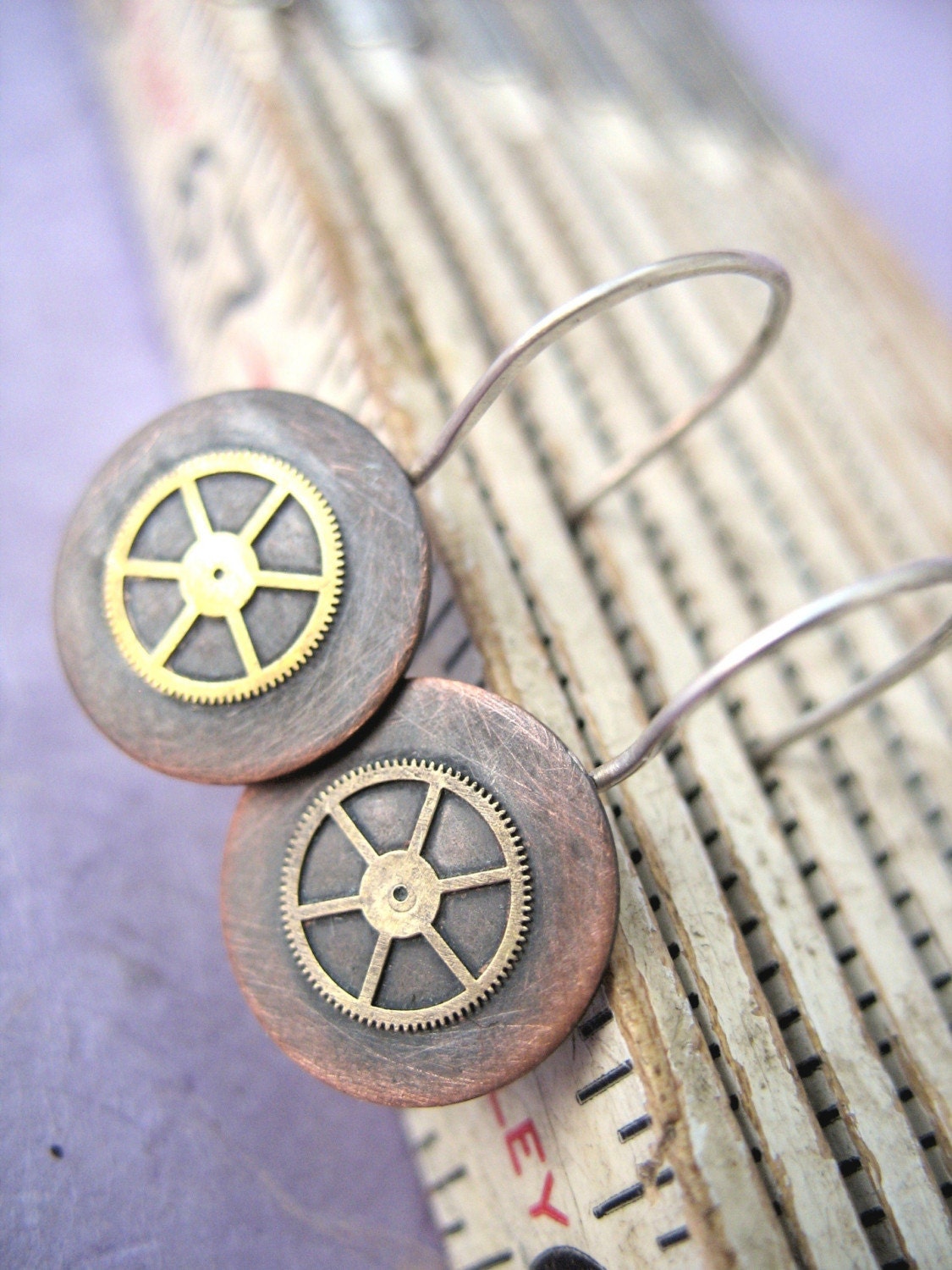 Iconic steampunk gear earrings