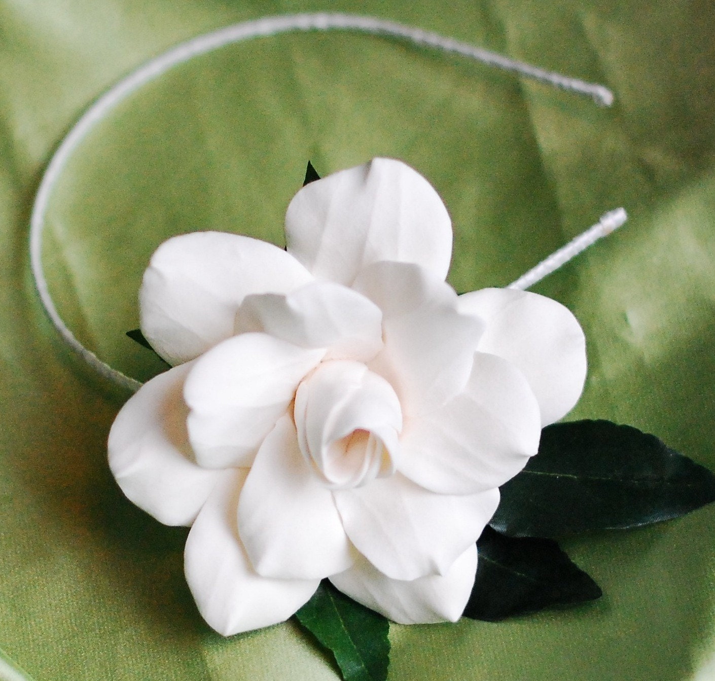 Claycraft by DECO White Gardenia Headband Perfect for Short or Long Hair Brides