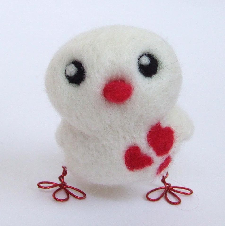 Silly Sale 50% Off Tweet with Red Legs White and Red Love Bird