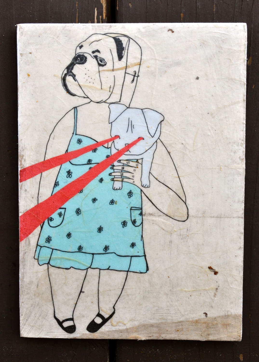 My Evil Little Dog- Limited Edition print on wood
